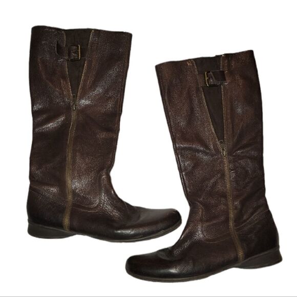 Nine West Womens 8.5M Tellmeallo Brown Leather Riding Tall Boots - Picture 1 of 9